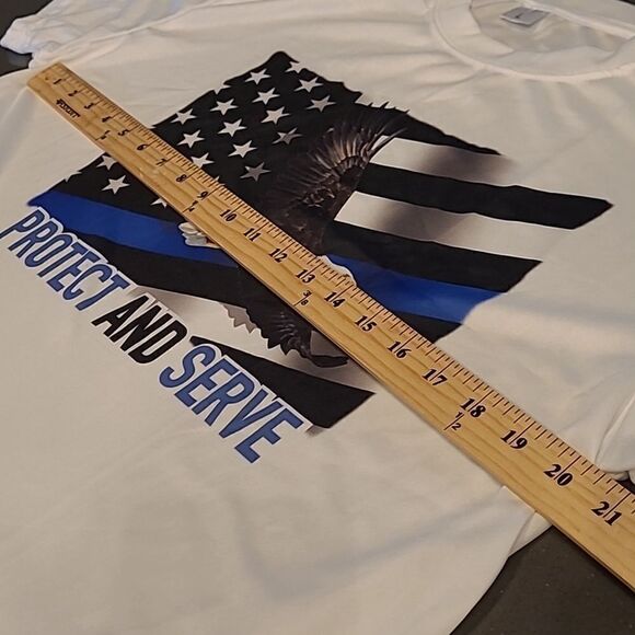 White poly spandex t-shirt with Protect and Serve graphics - Picture 5 of 7